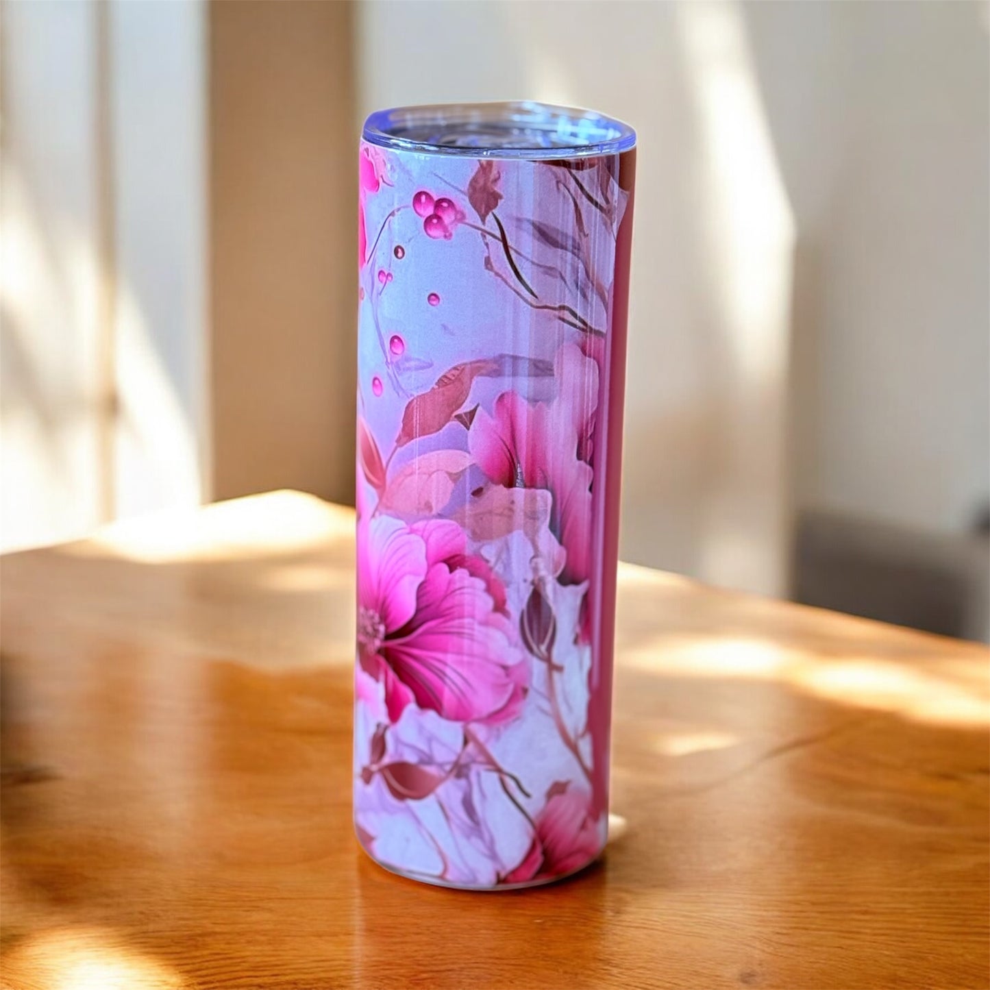 🌸 Pink Floral Custom Tumbler 🌸