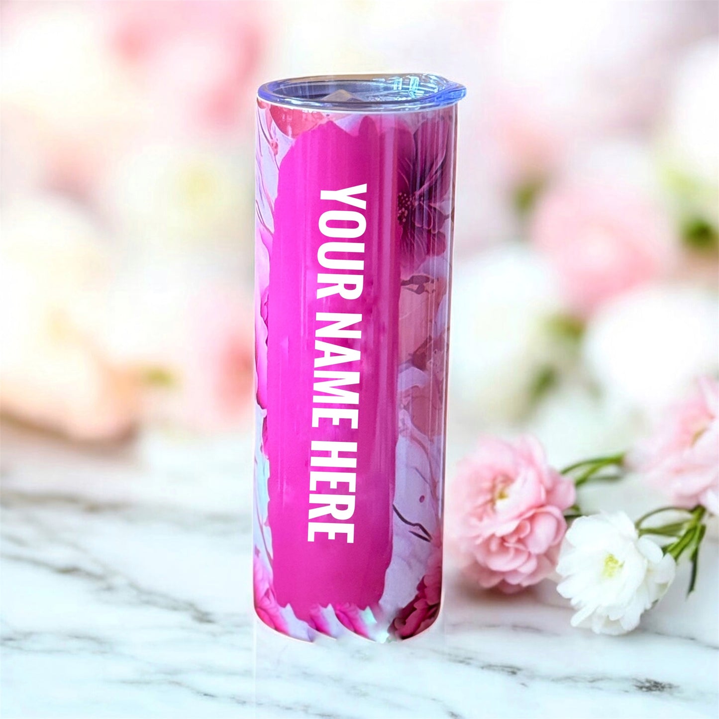 🌸 Pink Floral Custom Tumbler 🌸